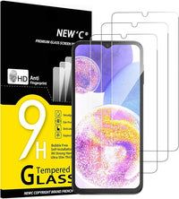 NEW'C 3 Piezas, Protector Pantalla para Samsung Galaxy A23 4G, Samsung Galaxy A23 5G, Cristal Templado Antiarañazos, Antihuellas, Dureza 9H, 0.33 mm Ultra Transparente, Ultra Resistente