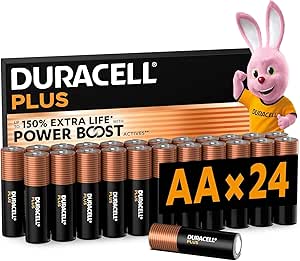 DURACELL Plus Pilas AA (Paquete de 24) – Pilas alcalinas 1,5 V – Hasta un 150 % de duración extra con activos POWER BOOST–Fiabilidad para dispositivos cotidianos–Envase con 0 % de plástico–MN1500