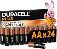 DURACELL Plus Pilas AA (Paquete de 24) – Pilas alcalinas 1,5 V – Hasta un 150 % de duración extra con activos POWER BOOST–Fiabilidad para dispositivos cotidianos–Envase con 0 % de plástico–MN1500