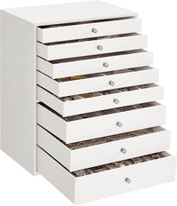 SONGMICS Caja joyero, Caja para joyas de 8 Niveles, Almacenamiento de Belleza con Cajones, Gran Capacidad, Almaceneje de Joyas, Estilo Moderno, Regalo para Seres Queridos, Blanco Nube JBC008W01