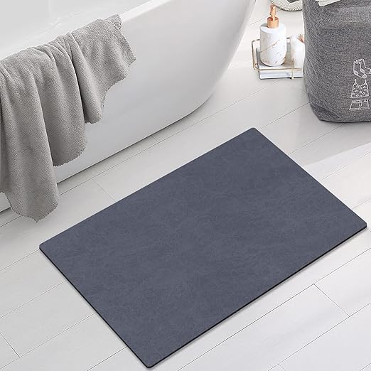 Alfombra de baño antideslizante para baño de tierra de diatomeas de 15.7x23.6 pulgadas, alfombra de absorción de agua para entrada del baño, lavable a máquina, secado rápido (40x60 cm, azul marino)