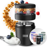 LEBENLANG Vaso Yogures & cereales para llevar con cuchara - 650ml