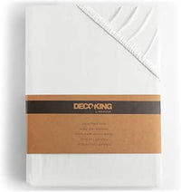 DecoKing Sábana Bajera Ajustable 200x200-200x220 cm 100% Algodón Peinado Jersey Suave Sabana 200x200cm - 200x220cm Blanco Amber