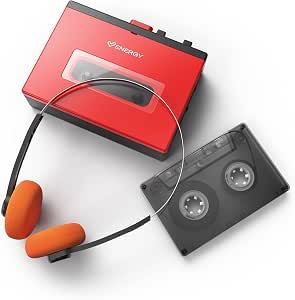 Energy Sistem Reproductor Cassette Portátil Bluetooth In/out/Batería Recargable USB-C/Altavoz y Micrófono Integrado/Sonido Analógico Retro/Incluye Auriculares Vintage/Grabación de Voz.