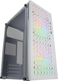 Mars Gaming MC-Core, Caja Gaming Compacta MicroATX, Diseño Frontal Metal-Mesh, Ventana Lateral Completa, 2X Ventiladores FRGB 120mm, Blanco
