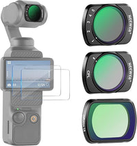 NEEWER Magnéticos ND2-32, 1/4 Black Diffusion & CPL Filtros Set, Compatible con dji Osmo Pocket 3, 3 Pack Accesorios Action CAM con 2 Protector Pantalla de Vidrio Templado, Vidrio Óptico Multicapa/HD