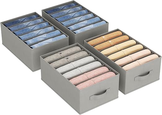 Lifewit Cajas Organizador de Armario Ropa, Plegables Separadores de Cajones, Colmeias Almacenamiento Gavetas con 6 Compartiments para Almacenar Camisetas/Pantalones/Suéteres, 42 x 27 x 17 cm, 4 Piezas