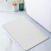 Pure 4Home Alfombra Diatomita Baño 60x40 – Secado Rápido, Antideslizante y Antibacteriana – Alfombrilla Piedra Diatomita Super Absorbente – Alfombrilla Diatomitas - Stone Bath Mat (blanco Waves)