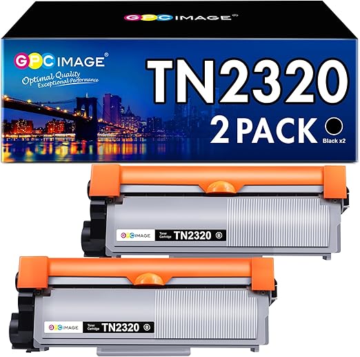 GPC IMAGE TN2320 TN2310 TN-2320 TN-2310 Compatible Cartuchos de tóner Reemplazo para Brother HL-L2340DW HL-L2360DN MFC-L2700DW DCP-L2520DW HL-L2365DW MFC-L2740DW MFC-L2720DW DCP-L2540DN (2 Negro)