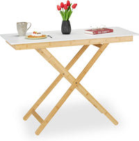 Mesa plegable ajustable bambú MDF 70x105 Relaxdays