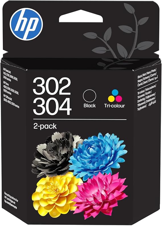 HP 302/304 Negro y Tricolor, Pack de 2 Cartuchos de Tinta Originales