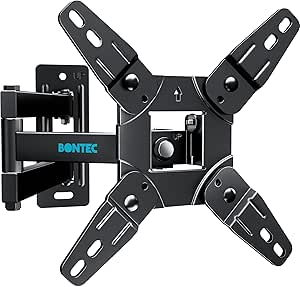 BONTEC Soporte TV Pared Inclinable y Giratorio de 13-42 Pulgadas Planos Curvos LCD LED OLED, Soporte Pared TV con Brazo Extensible, hasta 25 kg, Máx VESA 200x200 mm