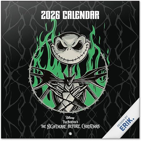 Grupo Erik Calendario Pesadilla antes de Navidad 2026 pared - Almanaque pared 2026 Disney : Planificador mensual Con espacio para Anotar, Ilustraciones y Fácil de colgar (30x30cm)