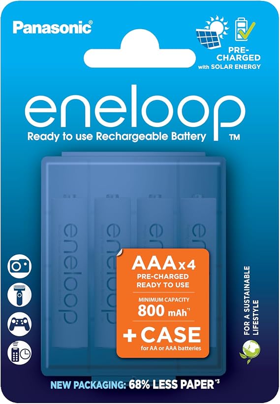 eneloop AAA/Micro. Pilas Ni-MH recargables (pack de 4, estuche azul).