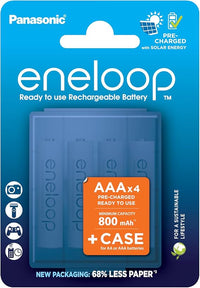 eneloop AAA/Micro. Pilas Ni-MH recargables (pack de 4, estuche azul).
