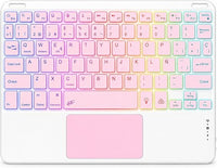 Teclado Bluetooth con Touchpad para iPad,Teclado Español Ñ Inalámbrico Retroiluminado para Tablets,Android,iOS y Windows,Teclado con 7 Colores Recargable Portátil QWERTY para iPad,Samsung,Huawei