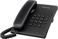 Panasonic KX TS500EXB - Teléfono Fijo con Cable para Hogar u Oficina, Montaje en Pared o Escritorio, Control de Volumen, Repetición de Número, Color Negro