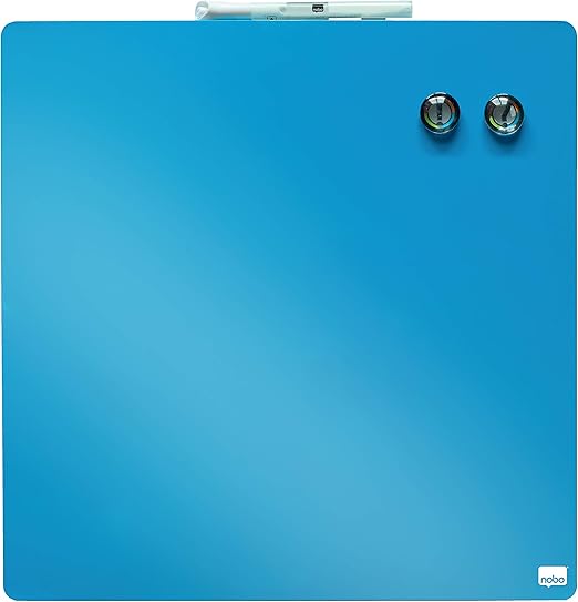 Nobo Pizarra Magnética Pequeña de Color, Sin Marco, Borrado en Seco, Fácil de Limpiar, Aptas Para Uso En Pared, Casa y Oficina, 360 x 360 mm, Azul, 1903873