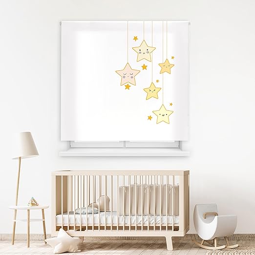Blindecor Digital | Estor Enrollable Translúcido Estampado |Familia Infantil| Modelo F-Noche Estrellada | 110 x 180 cm (Ancho por Alto) Tamaño de la Tela 106 x 175 cm | Estores para Ventanas