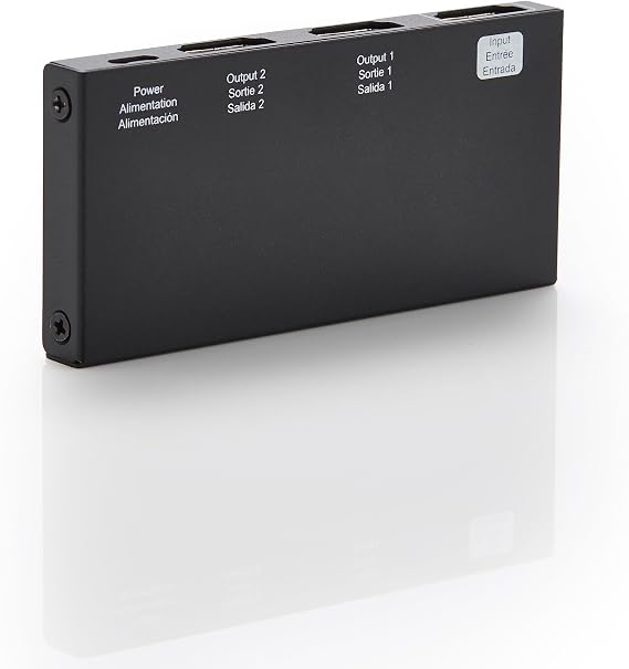 Amazon Basics Répartiteur HDMI 1 entrée-2 Sorties 4K@60Hz pour Deux écrans, Miroir Uniquement, Noir