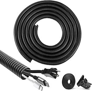 Tubo Corrugado Ranurado Flexible Macarrón Protector de Cables Eléctricos Conductos Subterráneos para Coche y Jardín (13 mm×3 m, Negro)