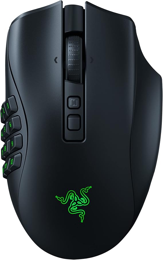 Razer Naga V2 Pro - Ratón Inalámbrico para Juegos MMO con Rueda HyperScroll Pro, 3 Placas Laterales Intercambiables, Sensor Focus Pro 30K, Interruptores Ópticos de Ratón Gen-3, Bluetooth, Negro