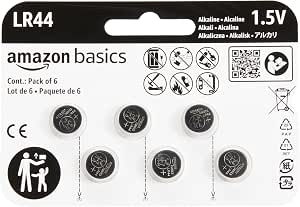 Amazon Basics LR44 Alkali-Knopfzellen, langanhaltende Leistung, frei von Quecksilber, 1,5 V, 6 unidades
