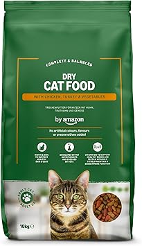 by Amazon - Alimento seco completo para gatos adultos con pollo, pavo y verduras, 10 kg (Paquete de 1)