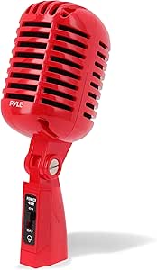 Pyle Microfoon - Microfoon in Vintage Retro Stijl- met XLR Kabel - Compatibel met Universele Statieven - Live Optredens- Studio-opnames -Rood