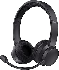 Trust Roha II Cascos Inalámbricos Bluetooth con Micrófono ENC, Negro