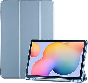 ProCase Funda para Galaxy Tab S6 Lite 10.4 2024 2022 2020 con Soporte para S Pen (SM-P620/P625/P613/P619/P615/P610), Funda Trifold, TPU Suave Translúcida, Despertar/Reposo Automático - Azul Celeste