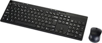 Amazon Basics Juego de teclado y ratón de tamaño completo, inalámbrico, receptor USB de 2,4 GHz, disposición DE, color negro