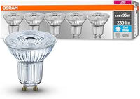 Osram LED Base PAR16, Sockel: GU10, Nicht Dimmbar, KaltBlanco, Ersetzt eine herkömmliche 35 Watt Lampe, 36 Grad Abstrahlwinkel, 5-er Pack