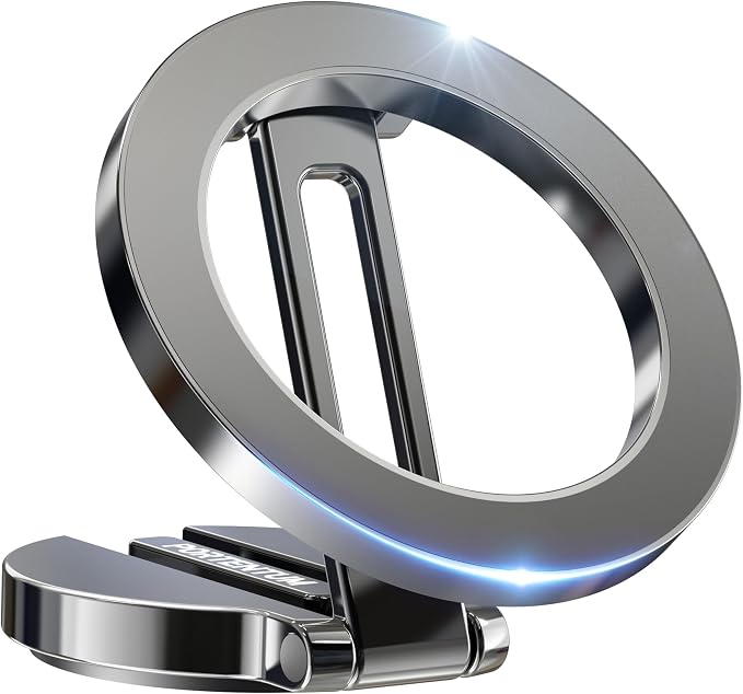PORTENTUM Handyhalterung Auto für Magsafe – Faltbare Autohalterung mit 20x N52 Magnet und 360° Drehung – Für Armaturenbrett Büro oder andere Oberflächen - Dark Grey
