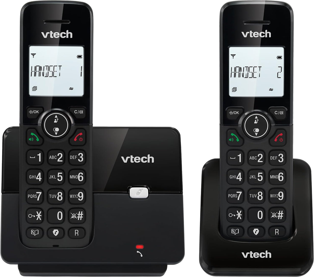 VTech CS2001 Teléfono inalámbrico casa Duo, Teléfono Fijo inalámbrico DECT Fácil de Usar Escucha Extra Fuerte Bloqueo de Llamadas Manos Libres Identificador de Llamadas Pantalla retroiluminada Negro