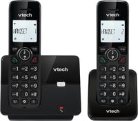 VTech CS2001 Teléfono inalámbrico casa Duo, Teléfono Fijo inalámbrico DECT Fácil de Usar Escucha Extra Fuerte Bloqueo de Llamadas Manos Libres Identificador de Llamadas Pantalla retroiluminada Negro