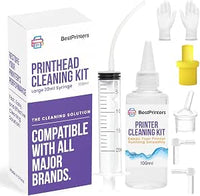 Best Printers Kit de limpieza para Epson, HP | Brother Kit de limpieza de cabezales de impresión de inyección de tinta | Kit de limpieza de cabezales de impresora con jeringa grande de 20 ml - Líquido
