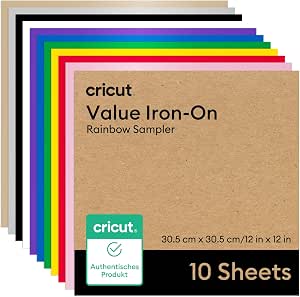 Cricut Value Bügelfolie – Regenbogen-Musterpaket – 30,5 x 30,5 cm (10er-Pack)