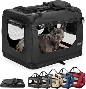 lionto Transportín Plegable, Talla L, 15 kg, 70 x 52 x 50 cm, Negro