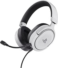 GXTrust 498W Forta Cascos PS5 / PS4 Sostenibles, Licencia Oficial para PlayStation 5, Diadema Regulable, Micrófono Extraíble, Auriculares Gaming, Cable de 1.2 m, Blanco