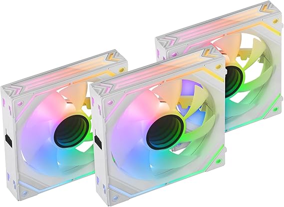 Mars Gaming MF-LINKFINITYKIT, Kit 3x Ventiladores Modulares PWM 120mm, Sistema de Conexión LINKFINITY, Iluminación Infinity Mirror ARGB 360º y Controladora ARGB, Ultra-silenciosos 12dB, Blanco