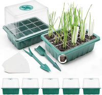 MQFORU Bandejas Semilleros,5Pcs 60 Agujeros Bandejas Semilleros de Germinacion Mini Invernadero Bandejas de Cultivo Germinación con Tapas Transparentes/Ventana Ajustable,para Cultivo de Semillas