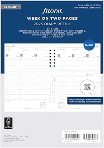 A5 Woche auf zwei Seiten, englisches Spaltenformat, Multi-Fit 2025-2568521M
