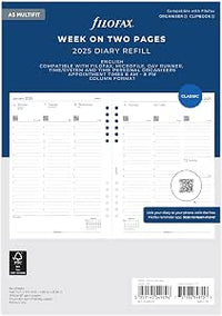 A5 Woche auf zwei Seiten, englisches Spaltenformat, Multi-Fit 2025-2568521M