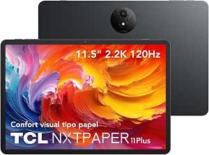 TCL NXTPAPER 11 Plus Tablet, 11.45" 2.2K NXTPAPER 4.0 Display, MediaTek Helio G100, 256GB ROM (8GB + 8GB RAM Expansion), 8MP Cámara Frontal, 8MP Cámara Trasera, Android 15, Gris Oscuro