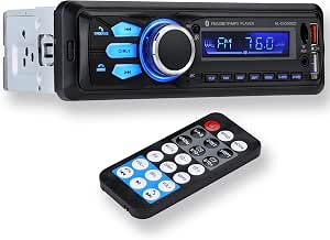 Altaudia Auto Radio Coche - 1 DIN - 4x45W - Bluetooth 5.0, Función AUX, Reproductor MP3 y x2 USB, FM, Manos Libres, 7 Colores, Mando para Control Remoto, Función Memoria, Pantalla LCD, iOS & Android