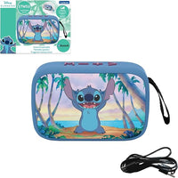 LEXIBOOK, Disney Stitch, Altavoz Bluetooth portátil, inalámbrico, USB-C, Tarjeta SD/TF, batería Recargable, Azul, BT018D