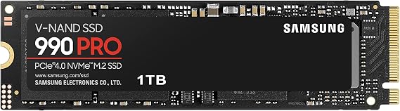 Samsung 990 PRO NVMe M.2 SSD , 1 TB, PCIe 4.0, 7.450 MB/s Lesen, 6.900 MB/s Schreiben, Interne SSD para Gaming y Videobearbeitung, Negro, MZ-V9P1T0BW
