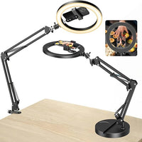 AOUZEA Ring Light con Trépied con Deux Socles, Anneau Lumineux 10