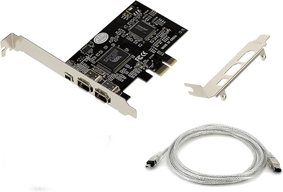KALEA-INFORMATIQUE Tarjeta controladora PCIe FireWire 400 IEEE1394a de 3 Puertos con chipset VIA6308 y ASM1083. Soportes de Perfil Alto y bajo, con Cable Ilink.